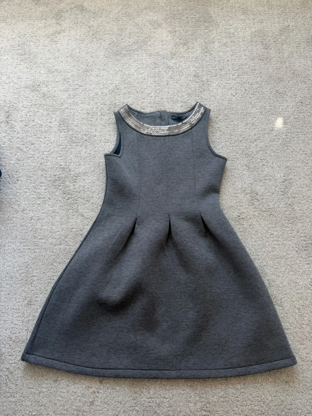 Nautica Gray Sleeveless Dress with Sequined Collar
